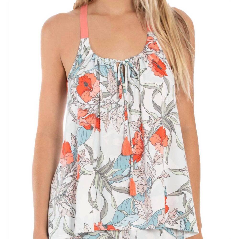NEW LINEA DONATELLA tropical print tank top in ivory